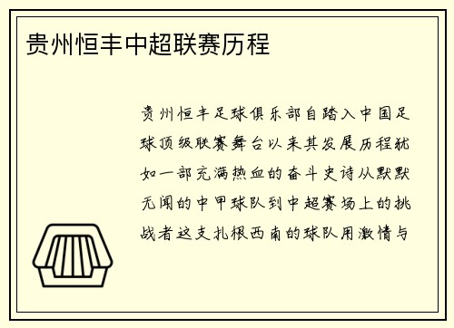 贵州恒丰中超联赛历程